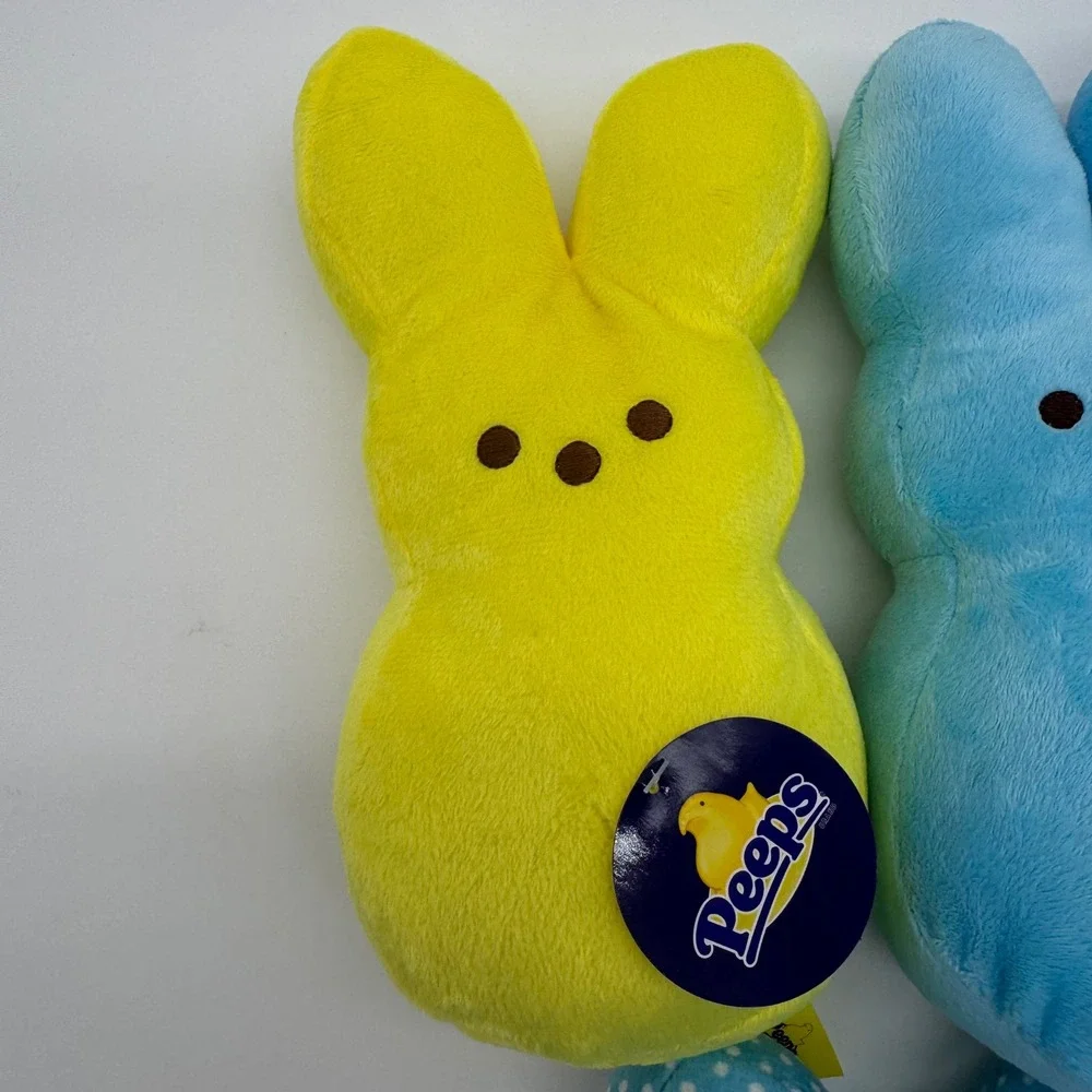 Peeps Bunny Plush Bean Bag Set Lot of 5 Yellow Blue Purple Polka Dot Easter Toy
